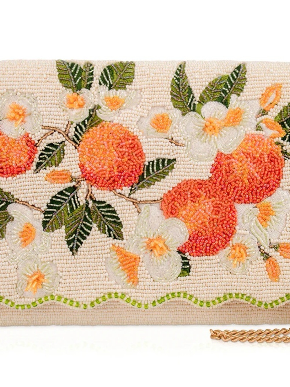Mary Frances White Crossbody Clutch with Orange Floral Embroidery - Picture 2 of 7